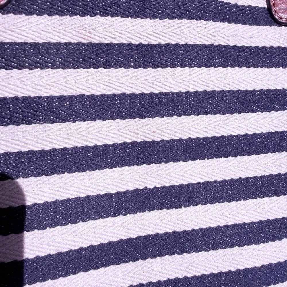 Brighton Sea to Shore Navy and White Striped Tote with Brown Anchor Accent - Picture 7 of 15